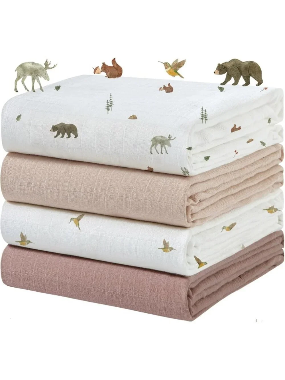 Soft Muslin Swaddle Blankets for Newborns, 4 Pack, Large 47x47